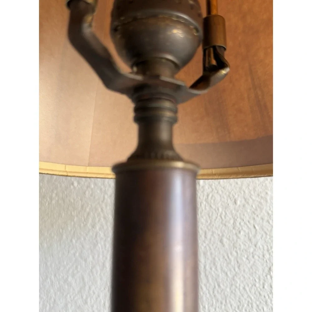 Vintage Brass‎ Leviton Candlestick Lamp With Amber Shade